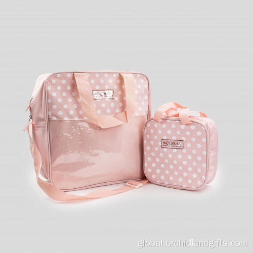 Pink Polka Dot Large Capacity Lunch Bag